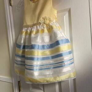 Yellow and Blue Striped Kids Dress